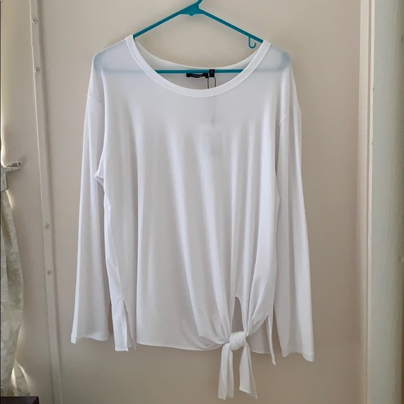 NWT Theory Serah K White Long Sleeve Side Tie Top - Picture 2 of 6